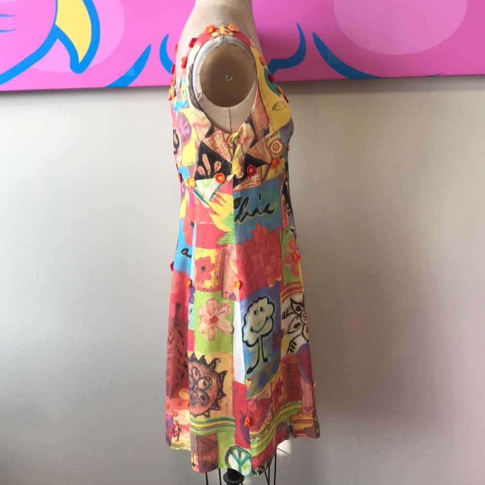 Moschino Cheap Chic Yellow Peace Sign Dress - Picture 6 of 13